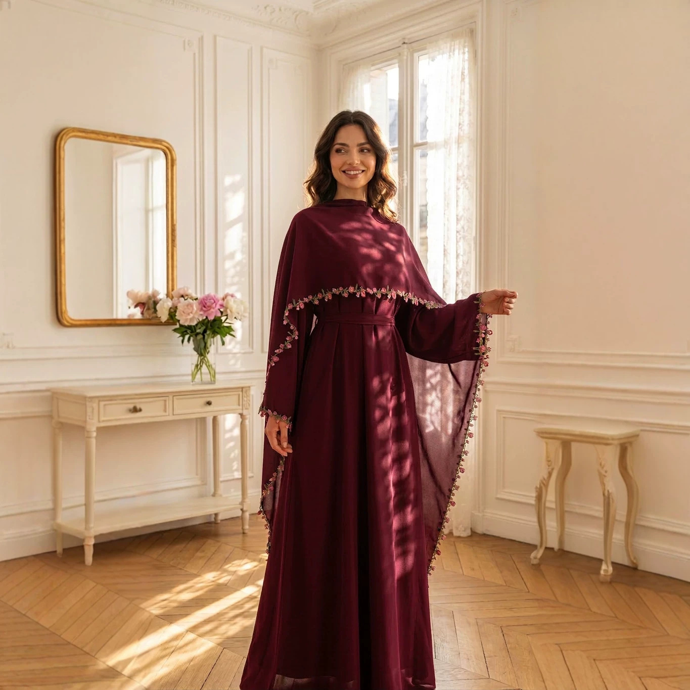 Embroidery Kebaya - Zarif Nakış Abayas Başörtüsü Elbise Müslüman