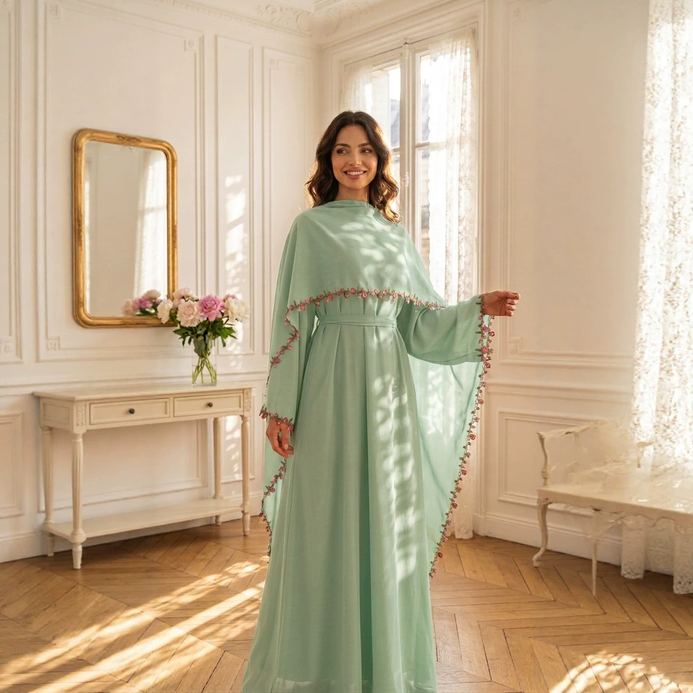 Zarif Nakış Abayas Başörtüsü E - Embroidery Kebaya incelemesi ve fiyatı