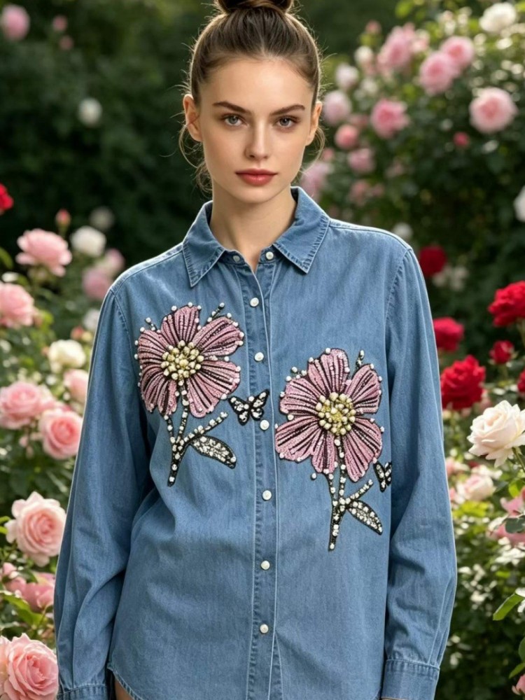 Kadın Denim Nakış Bluzlar İlkb - Embroidery Cotton Shirt incelemesi ve fiyatı